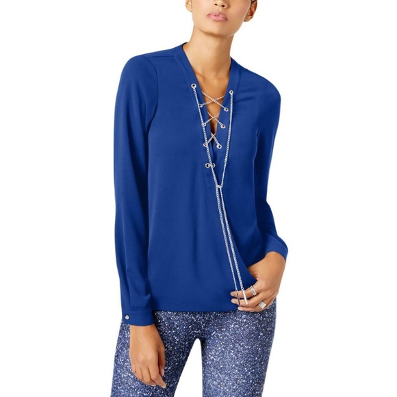 Michael Kors Tops - Michael Kors Royal Chain Lace-up Top